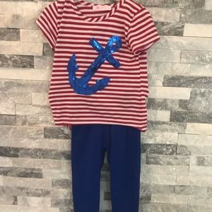 Matching Nautical Set- Girls Top and Leggings